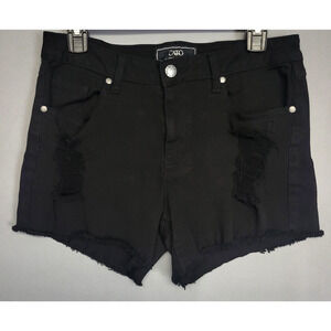 Cato Shorts Womens 10 Black Distressed Raw Hem High Rise Frayed Denim Summer